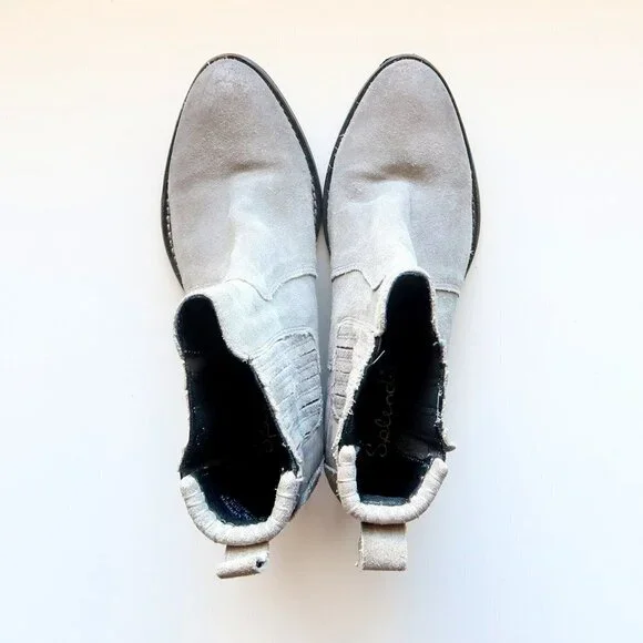 Splendid Grey Suede Leather Western Cowgirl / Cowboy Ankle Boots / Booties Sz. 8 - Picture 3 of 16